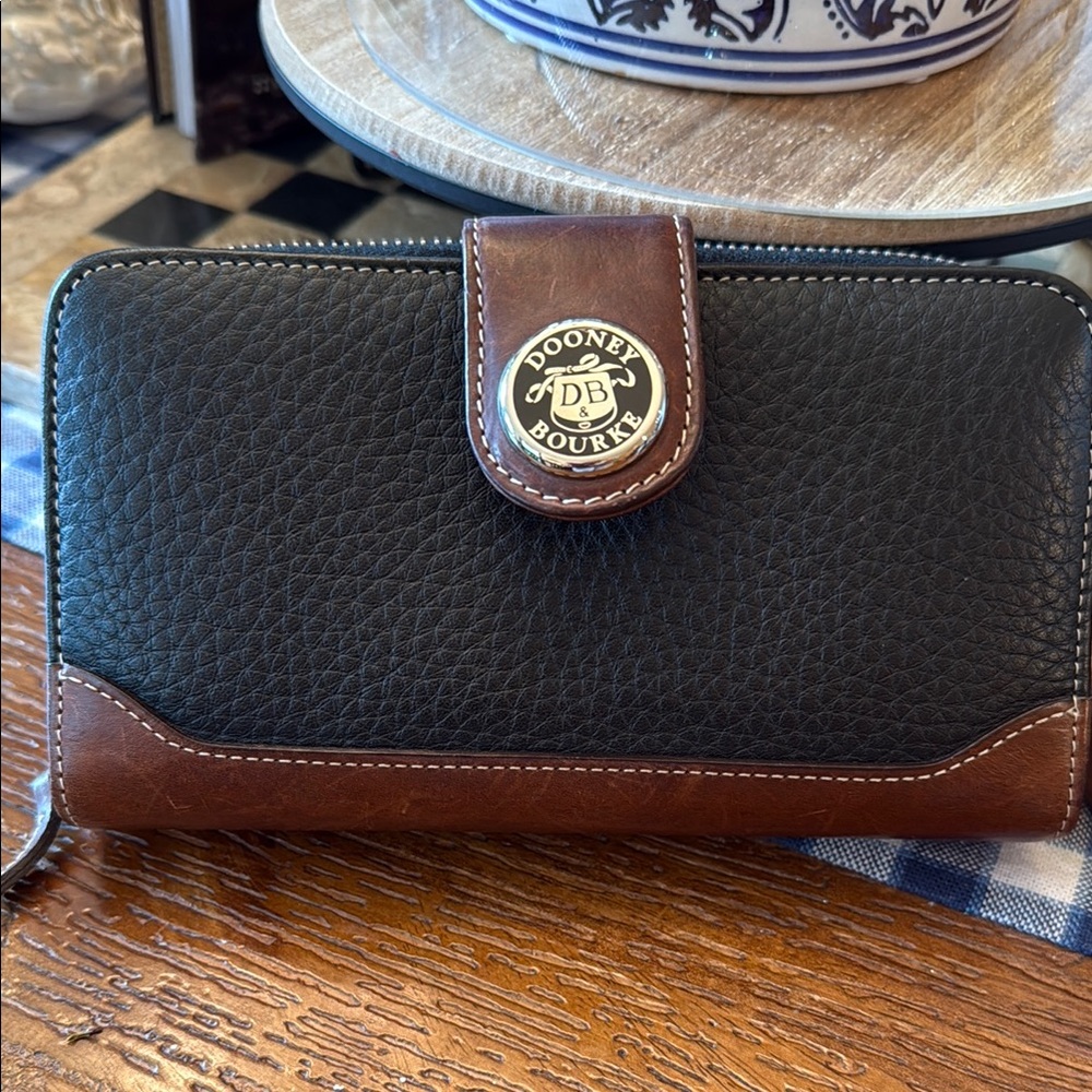 Dooney & Bourke Black and Brown Leather Wallet